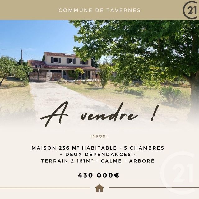 maison à vendre - 9 pièces - 236.8 m2 - TAVERNES - 83 - PROVENCE-ALPES-COTE-D-AZUR - Century 21 Agence Millénium